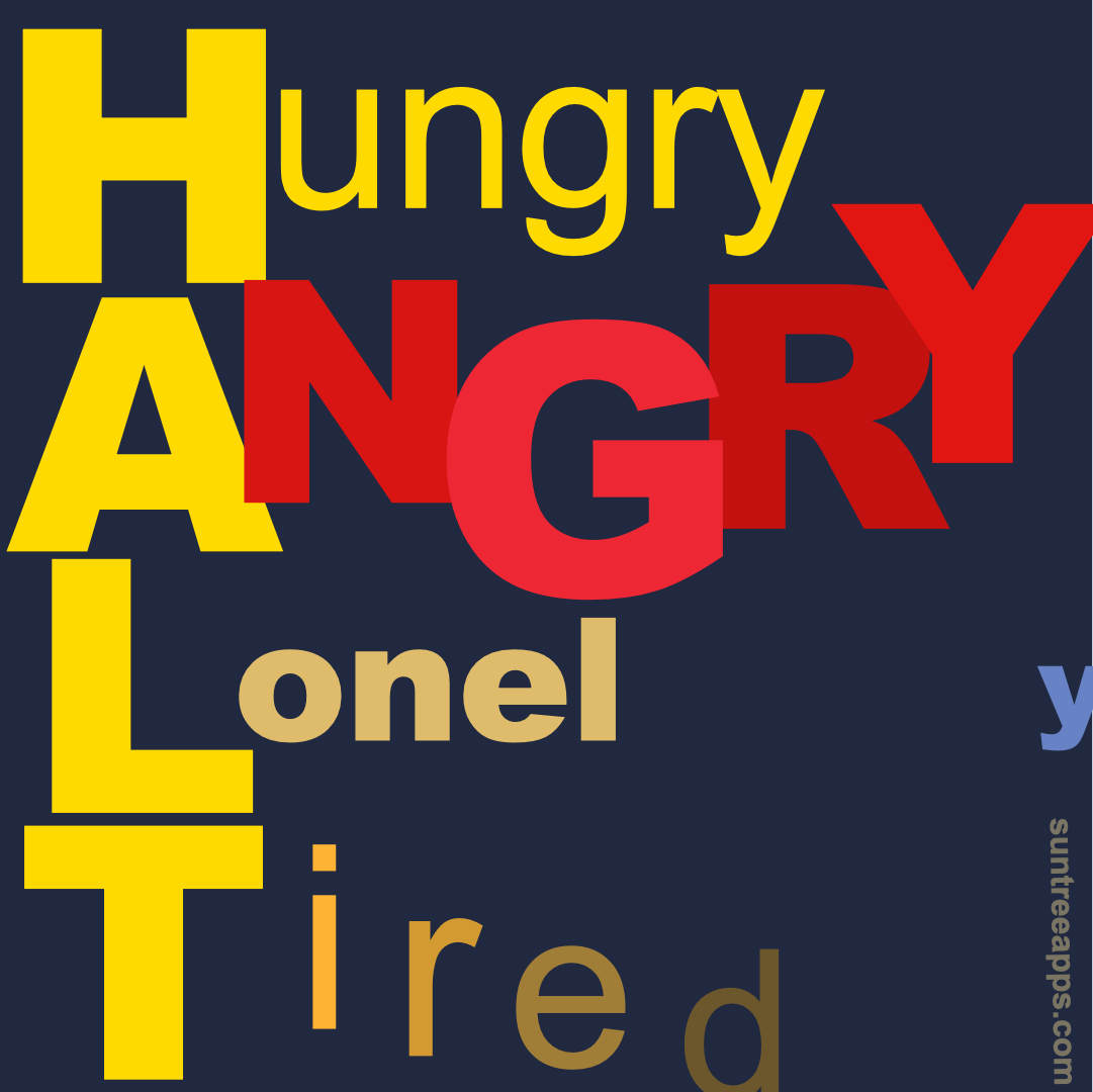 HALT - Hungry. Angry. Lonely. Tired.